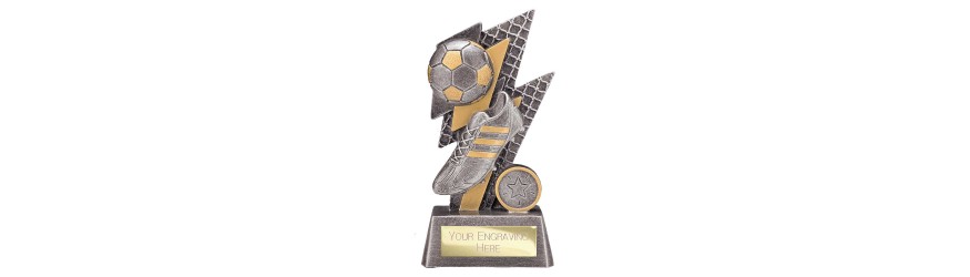 STRIKE BOLT FOOTBALL TROPHY - 3 SIZES - 13CM - 17CM STRIKE BOLT FOOTBALL TROPHY - 3 SIZES - 13CM - 17CM